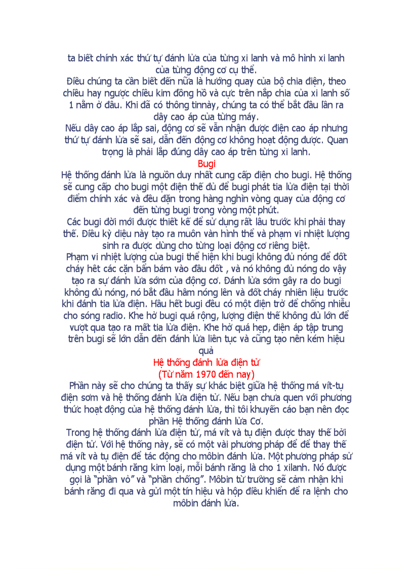 image for page Hệ Thống Đánh Lửa Trên Ôtô