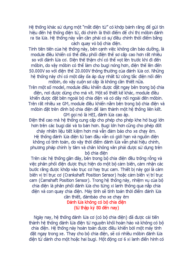 image for page Hệ Thống Đánh Lửa Trên Ôtô