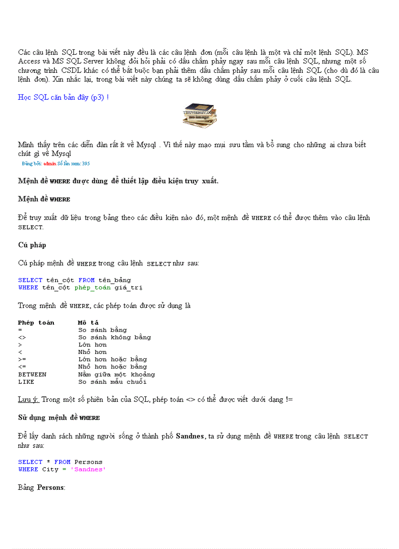 image for page Học SQL căn bản đây