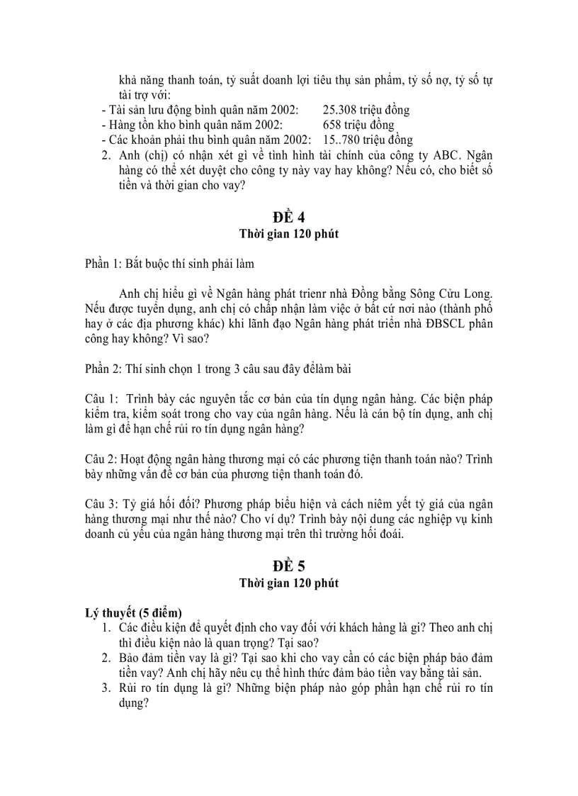 image for page Đề thi vào ngân hàng