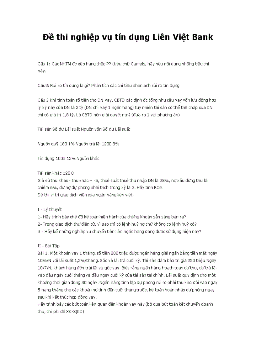 image for page Đề thi vào ngân hàng 1