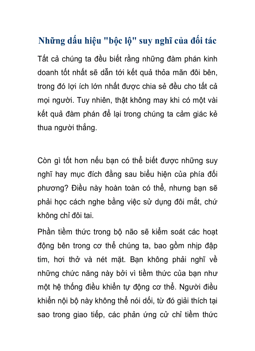 image for page Những dấu hiệu bộc lộ suy nghĩ của đối tác