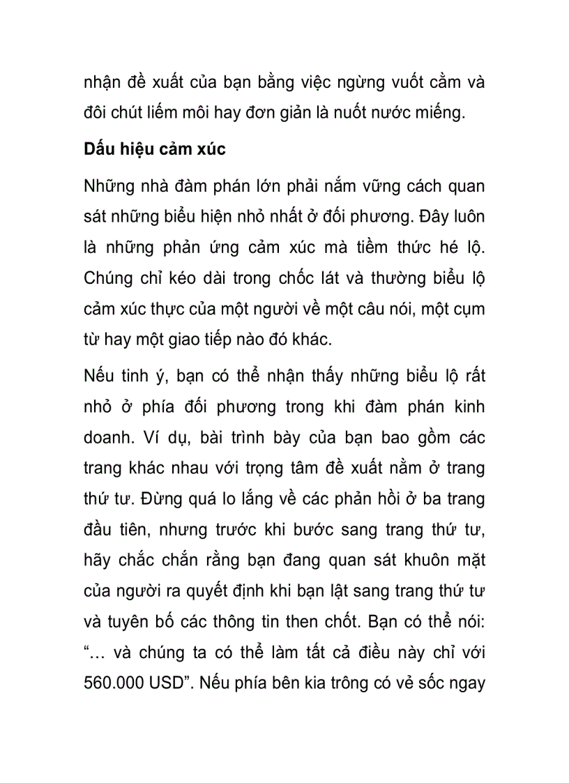 image for page Những dấu hiệu bộc lộ suy nghĩ của đối tác