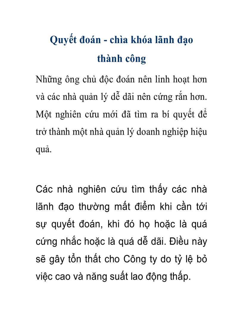 image for page Quyết đoán chìa khóa lãnh đạo thành công