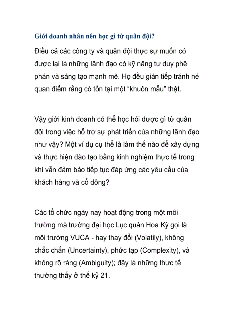 image for page Giới doanh nhân nên học gì từ quân đội