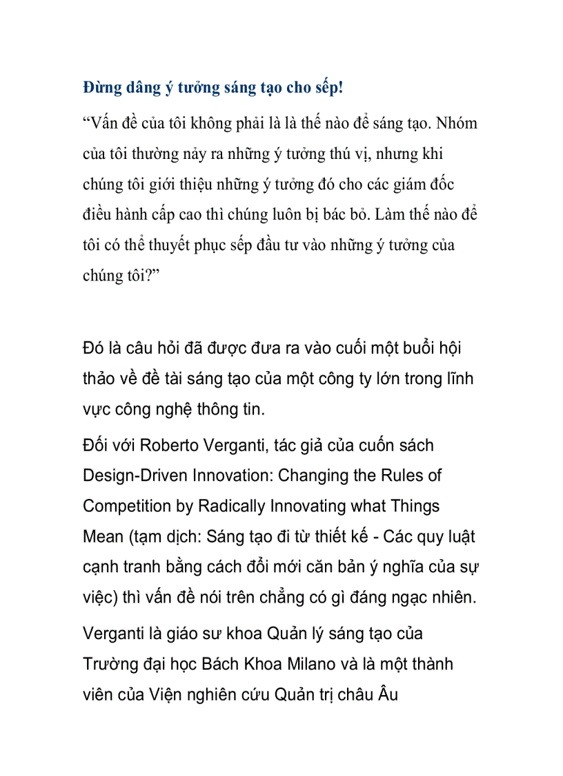 image for page Đừng dâng ý tưởng sáng tạo cho sếp