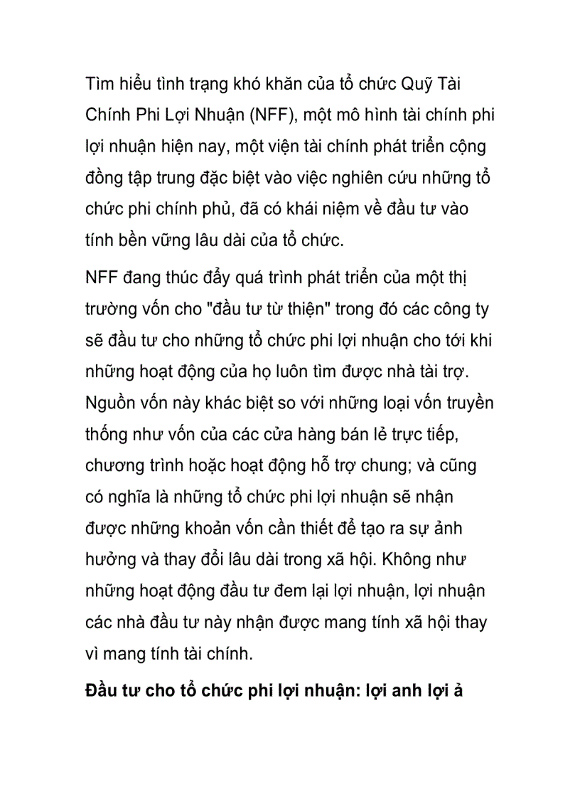 image for page Tổ chức phi lợi nhuận mảnh đất mới cho nhà đầu tư