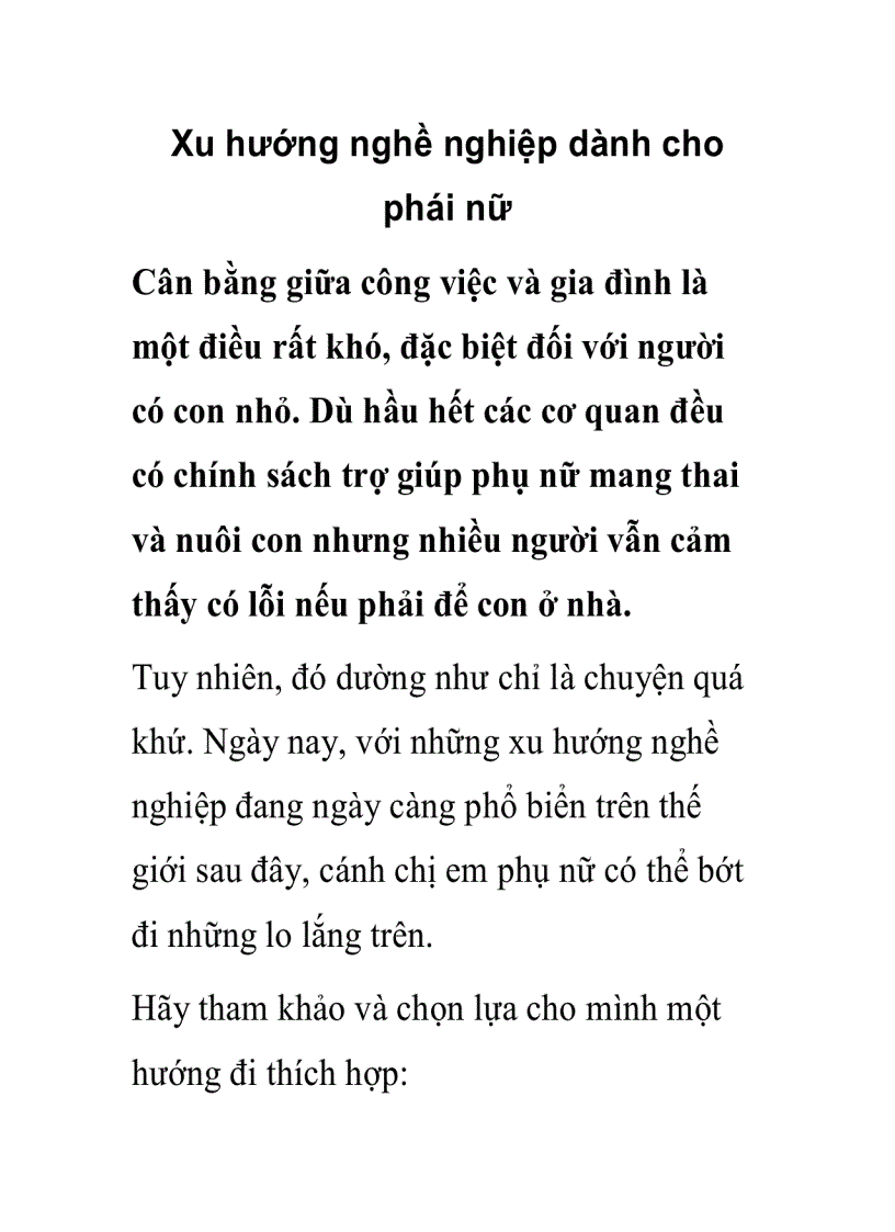 image for page Xu hướng nghề nghiệp dành cho phái nữ