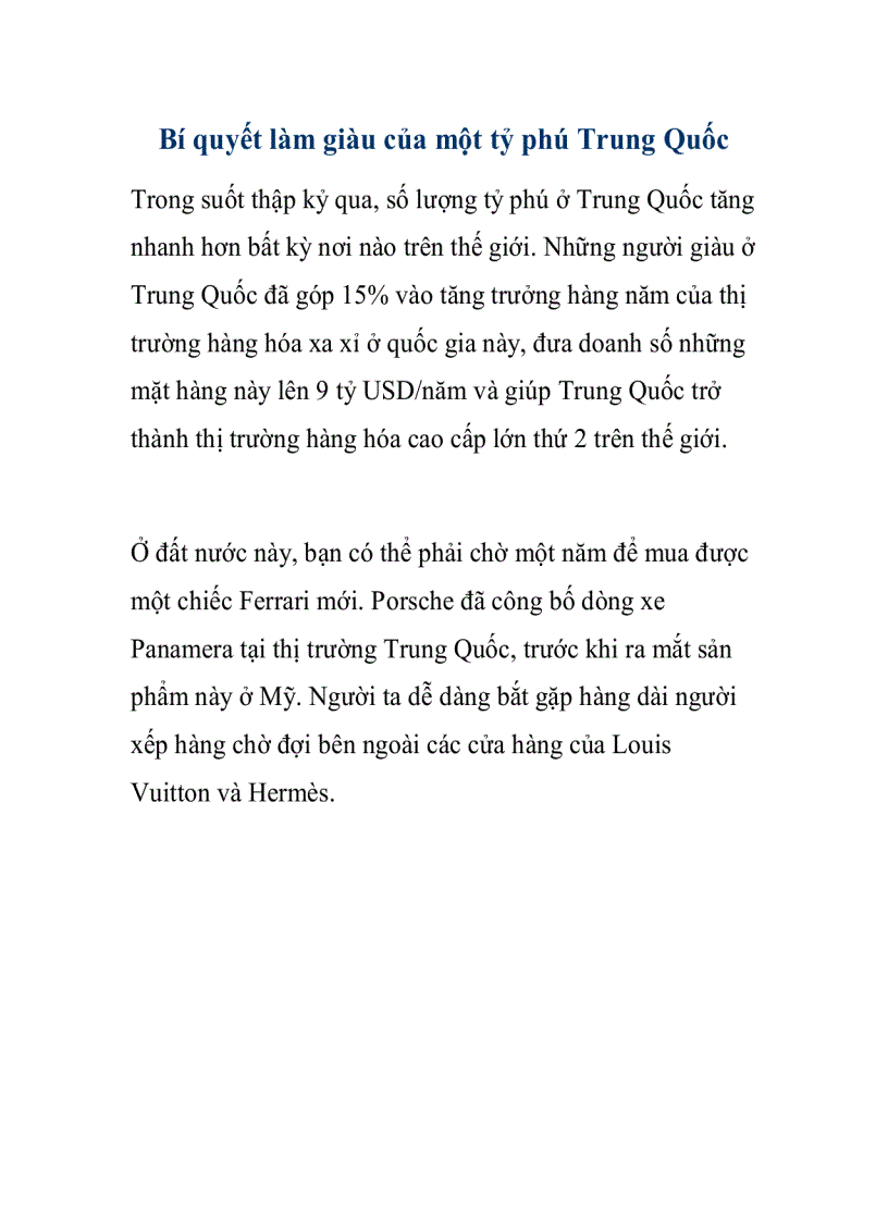 image for page Bí quyết làm giàu của một tỷ phú Trung Quốc