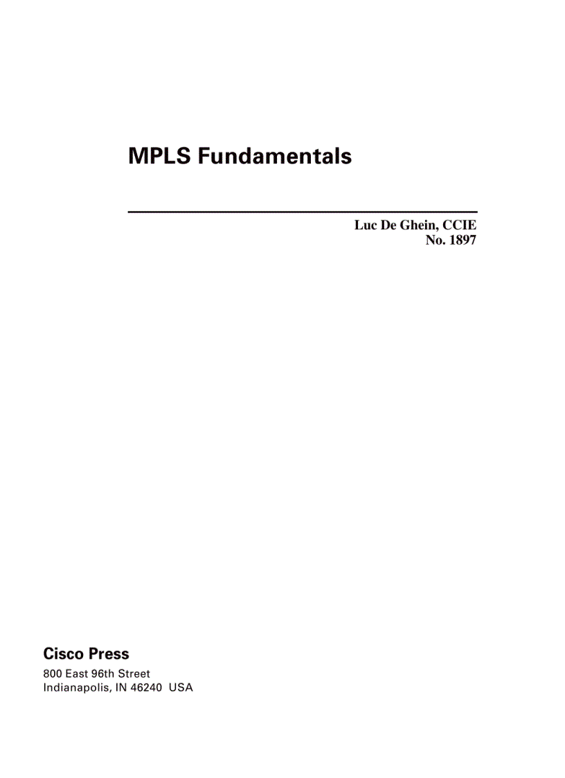 MPLS fundamentals 2007