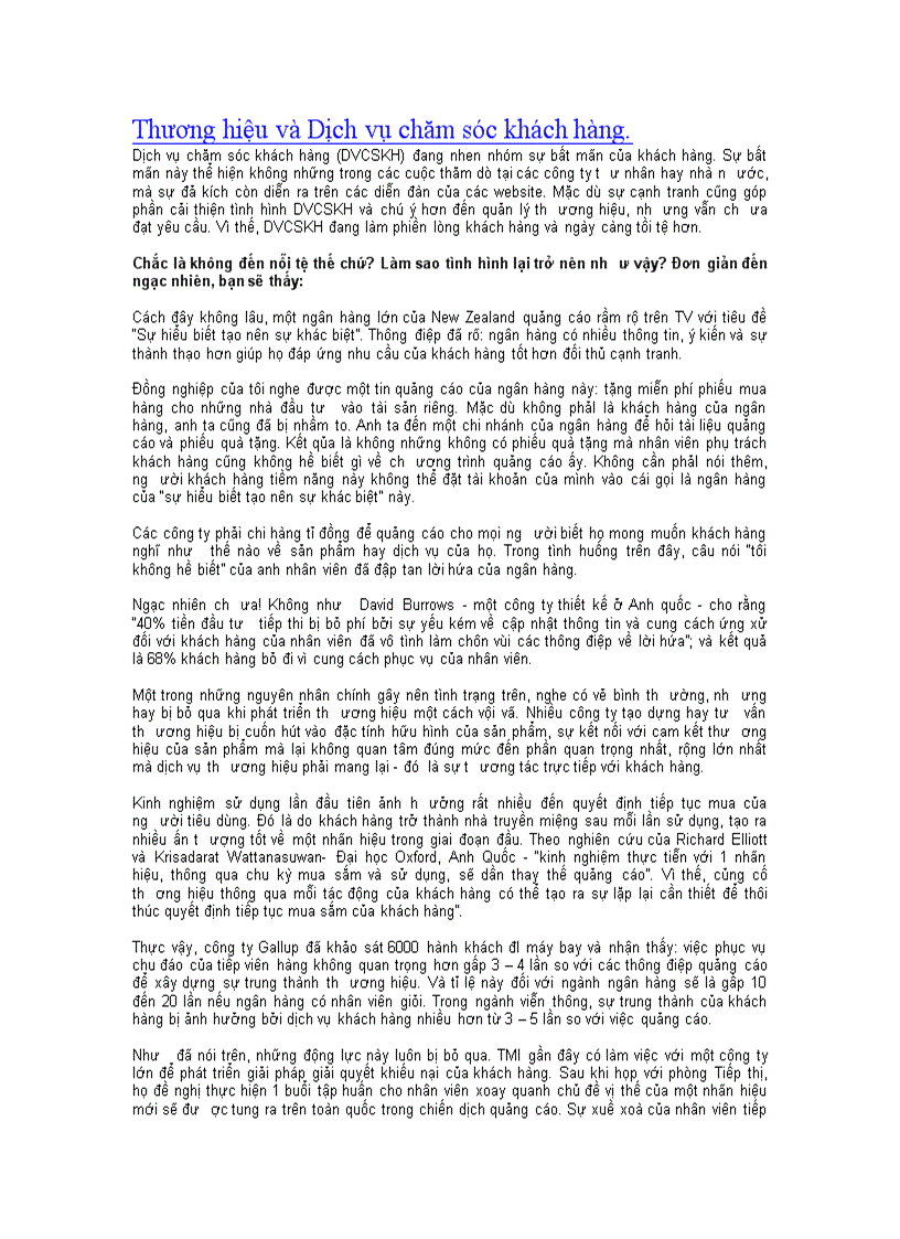 image for page Thương hiệu và Dịch vụ chăm sóc khách
