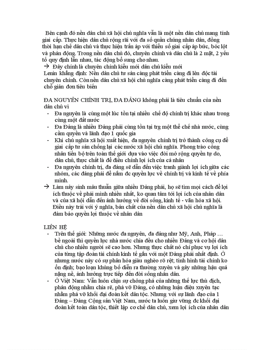 image for page So sánh bản chất nền dân chủ xã hội chủ nghĩa với nền dân chủ tư sản Đa nguyên chính trị đa đảng có phải là tiêu chuẩn của nền dân chủ ko tại sao Liên hệ trên thế giới và Việt Nam