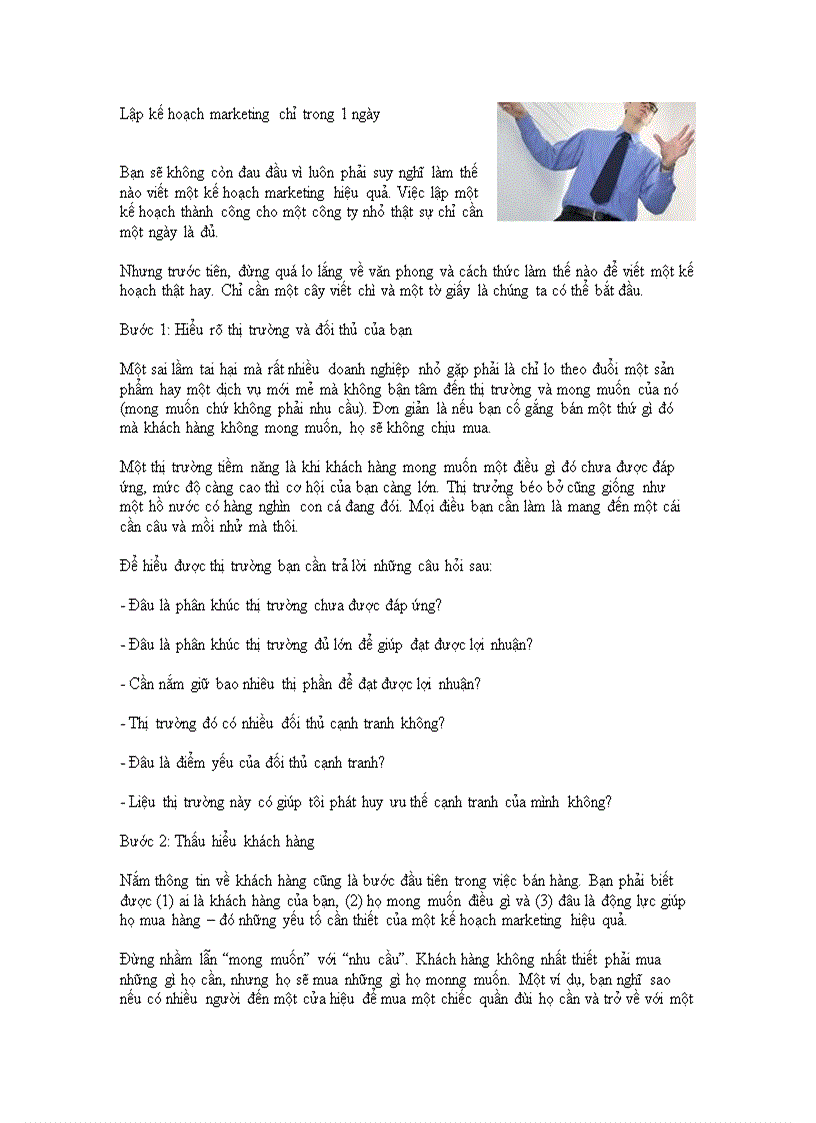image for page Lập kế hoạch marketing chỉ trong 1 ngày