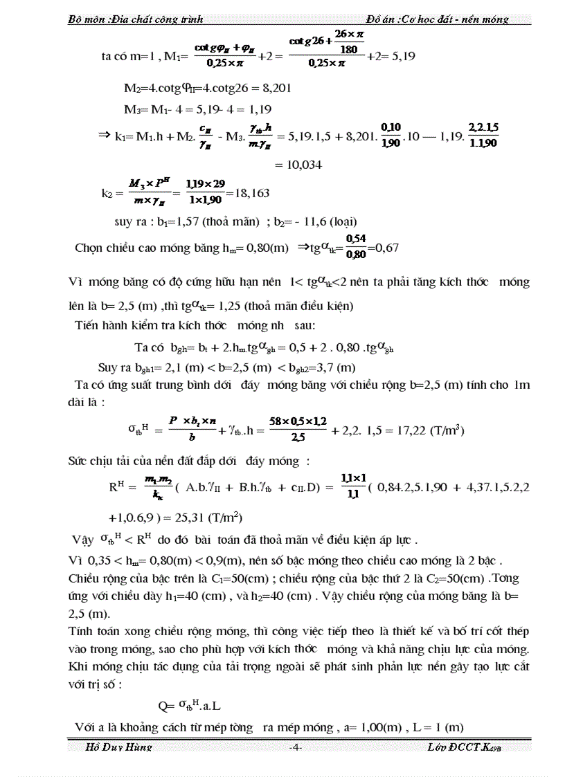 image for page Đồ án Cơ học đất nền và móng 1