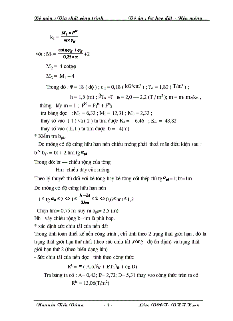 image for page Đồ án Cơ học đất nền và móng 2