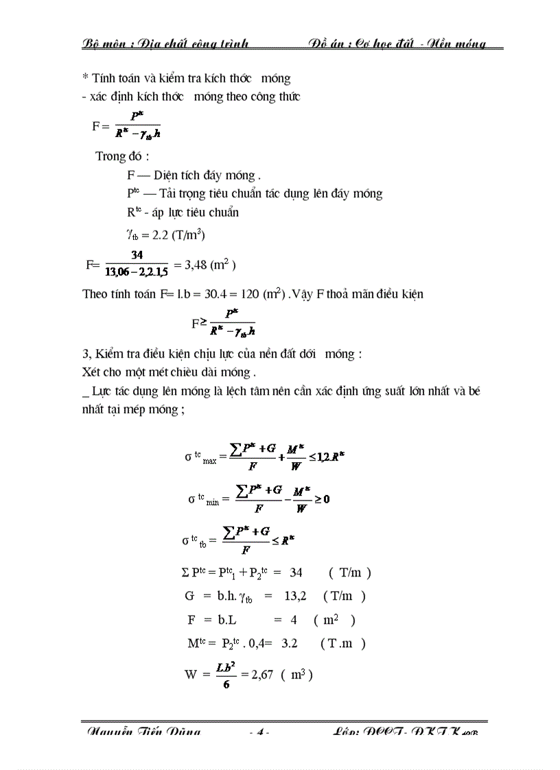 image for page Đồ án Cơ học đất nền và móng 2