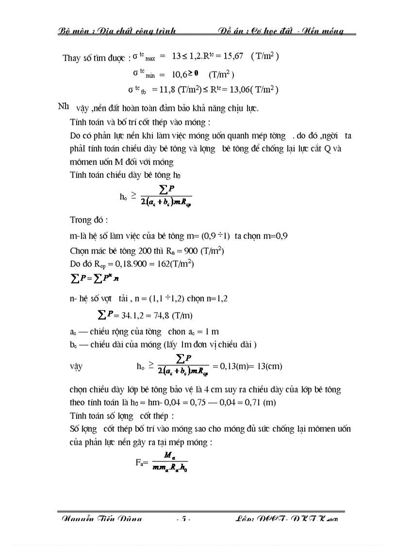 image for page Đồ án Cơ học đất nền và móng 2