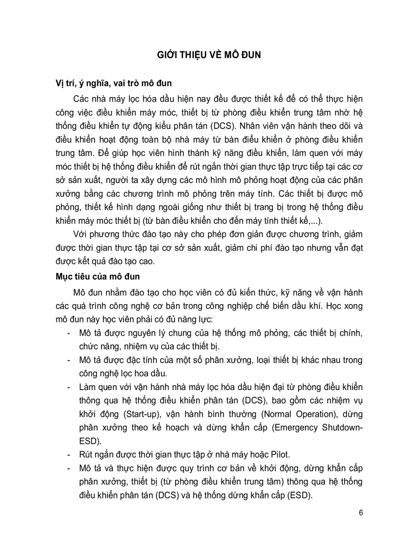 image for page Thực tập vận hành trên hệ thống mô phỏng Vận hành thiết bị hóa dầu