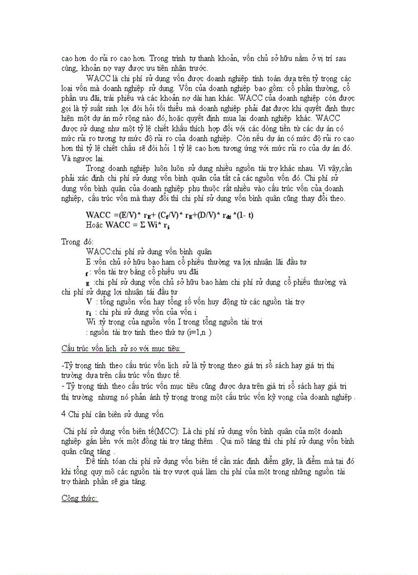 image for page Vận dụng phương pháp xác định chi phí sử dụng vốn để xác định và đánh giá chi phí sử dụng vốn của 1 công ty cổ phần đã niêm yết