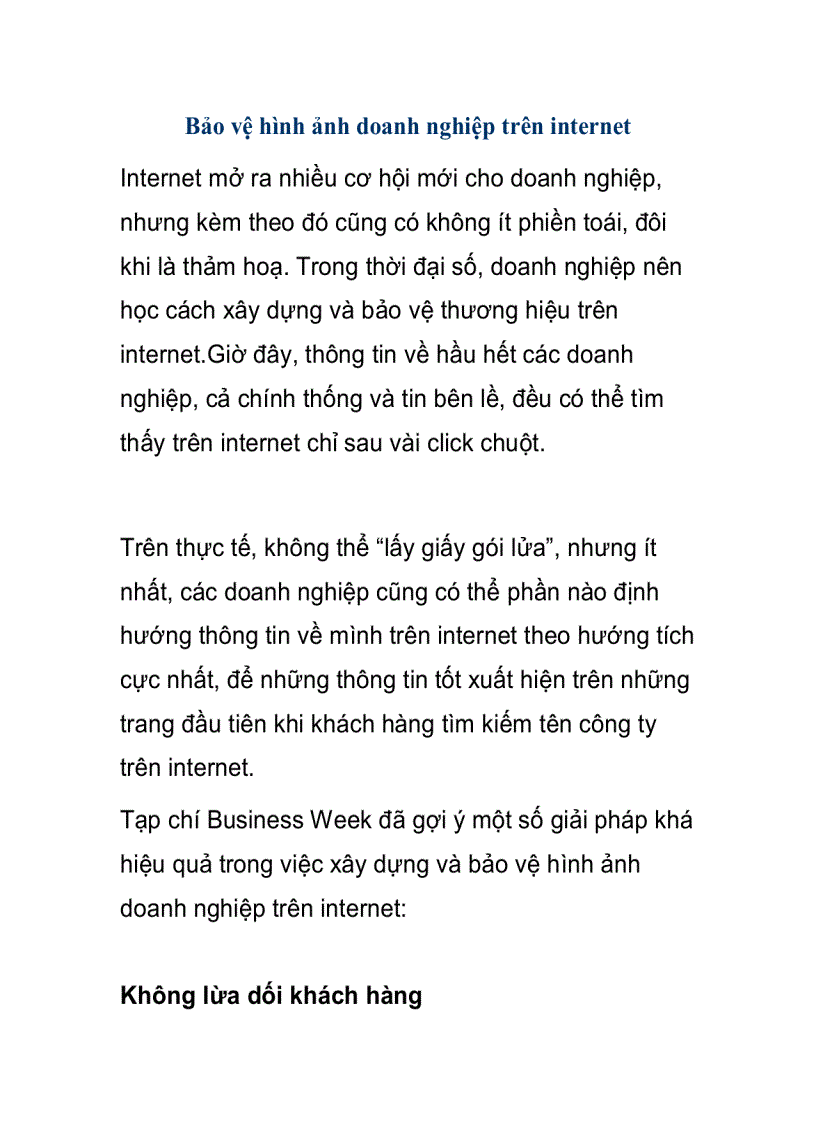 image for page Bảo vệ hình ảnh doanh nghiệp trên internet