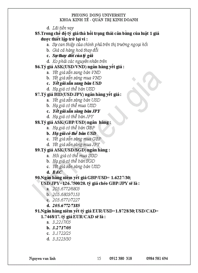 image for page 130 câu trắc nghiệm môn tài chính quốc tế đáp án