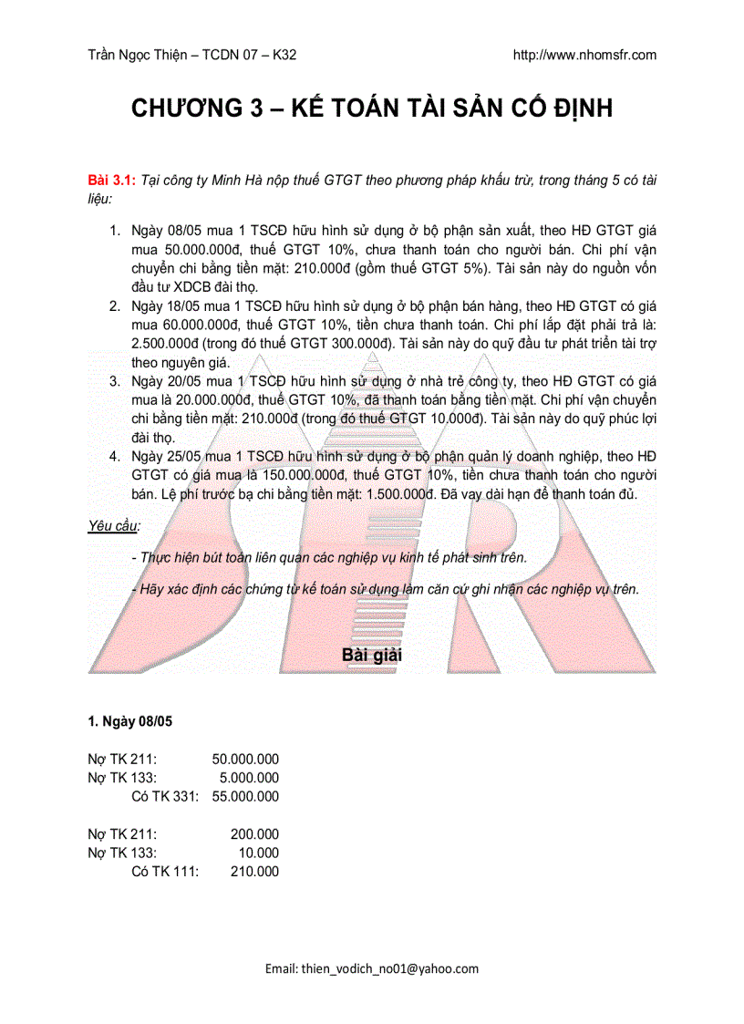 image for page Bài tập và bài giải Kế toán tài chính 1