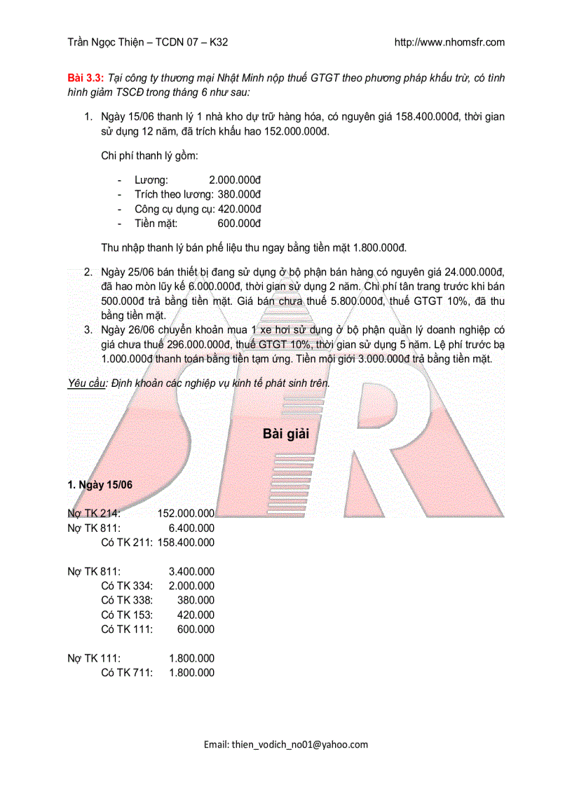 image for page Bài tập và bài giải Kế toán tài chính 1