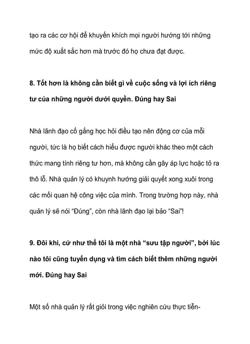 image for page Đúng sai với nhà lãnh đạo và quản lý