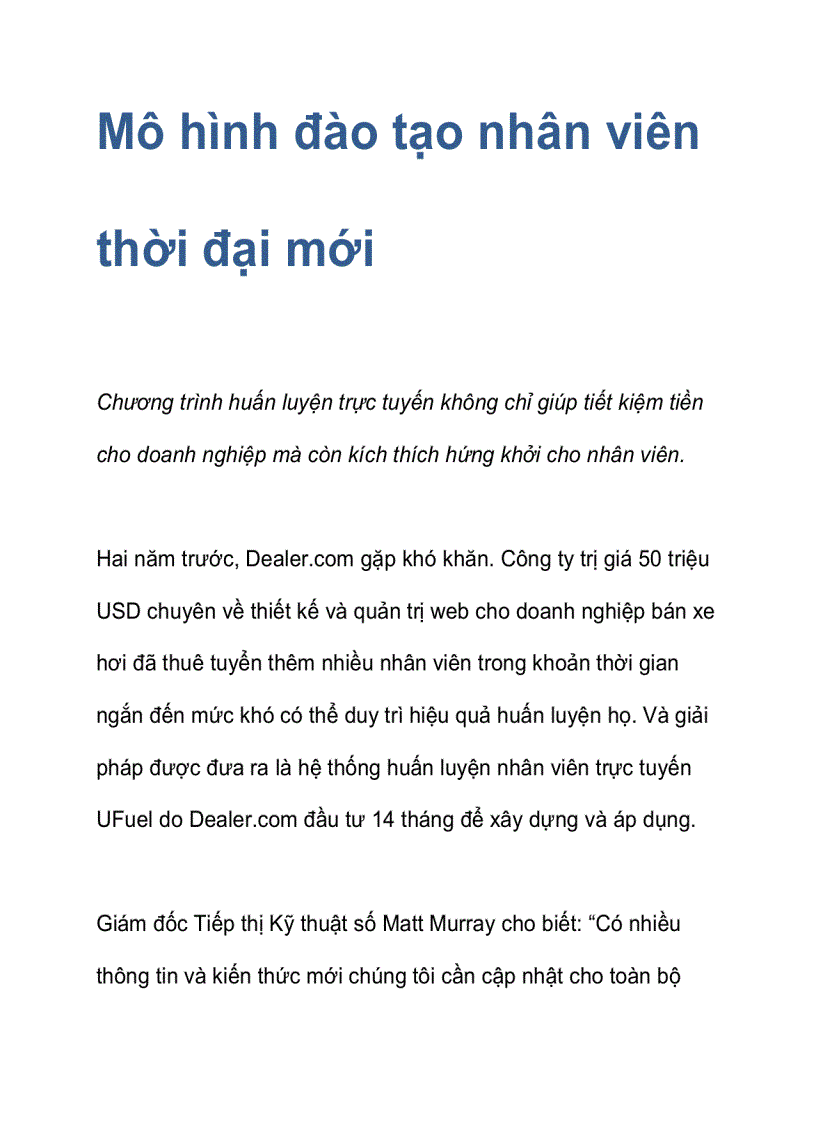 image for page Mô hình đào tạo nhân viên thời đại mới