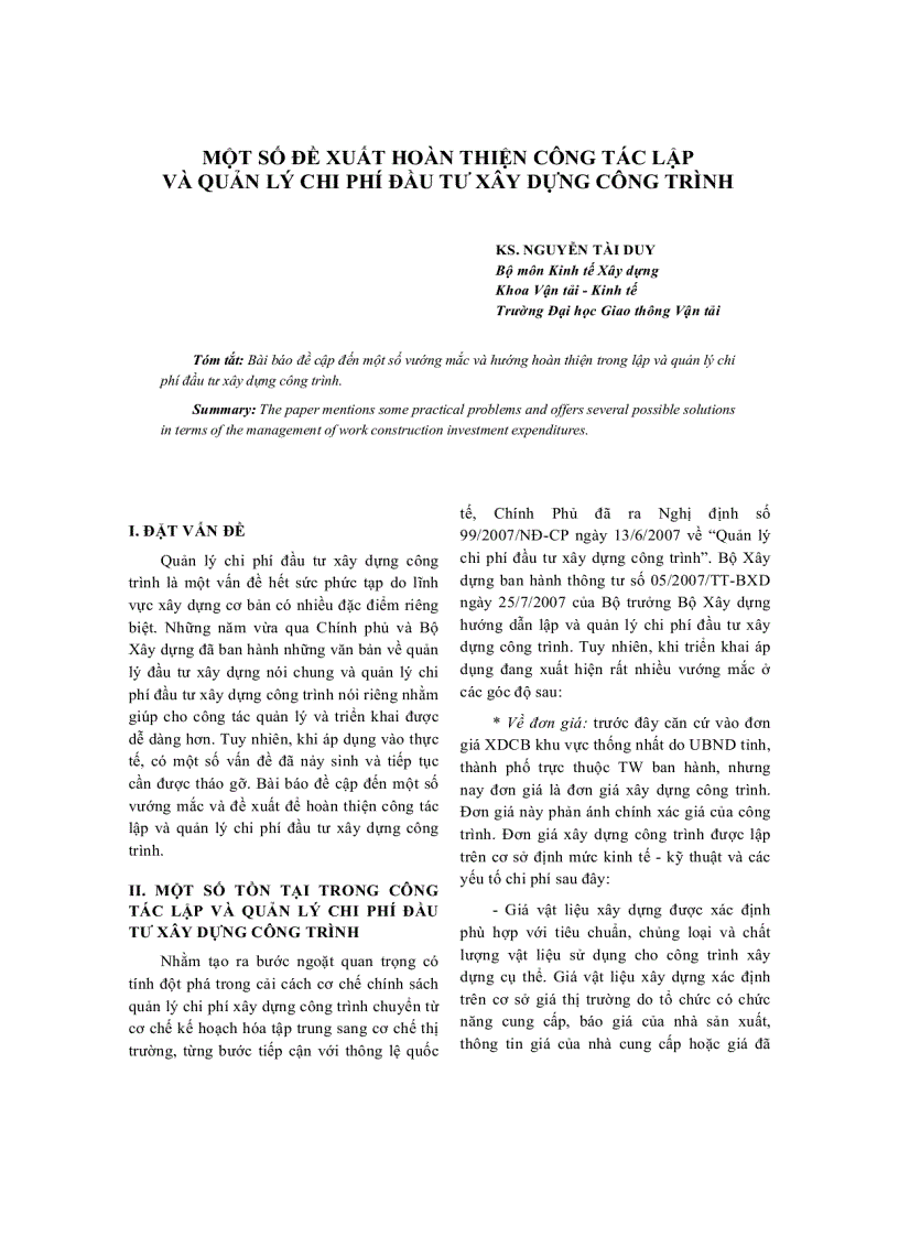 image for page Một số đề xuất hoàn thiện công tác lập và quản lý chi phí đầu tư xây dựng công trình