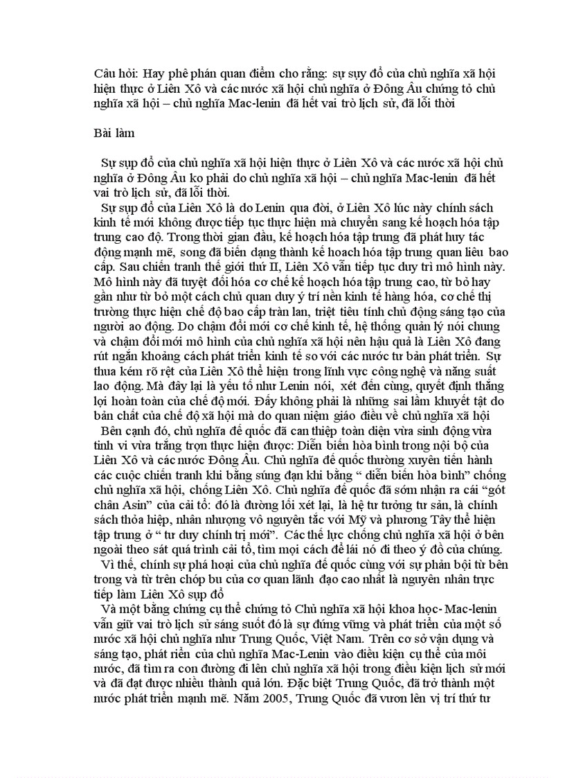image for page Bài tập lớn Nghiên cứu sự sụp đổ của chủ nghĩa xã hội hiện thực ở Liên Xô và các nước xã hội chủ nghĩa ở Đông Âu
