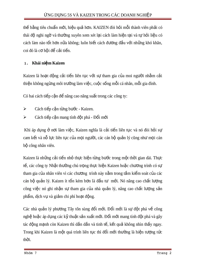 image for page Ứng dụng Kaizen trong các doanh nghiệp