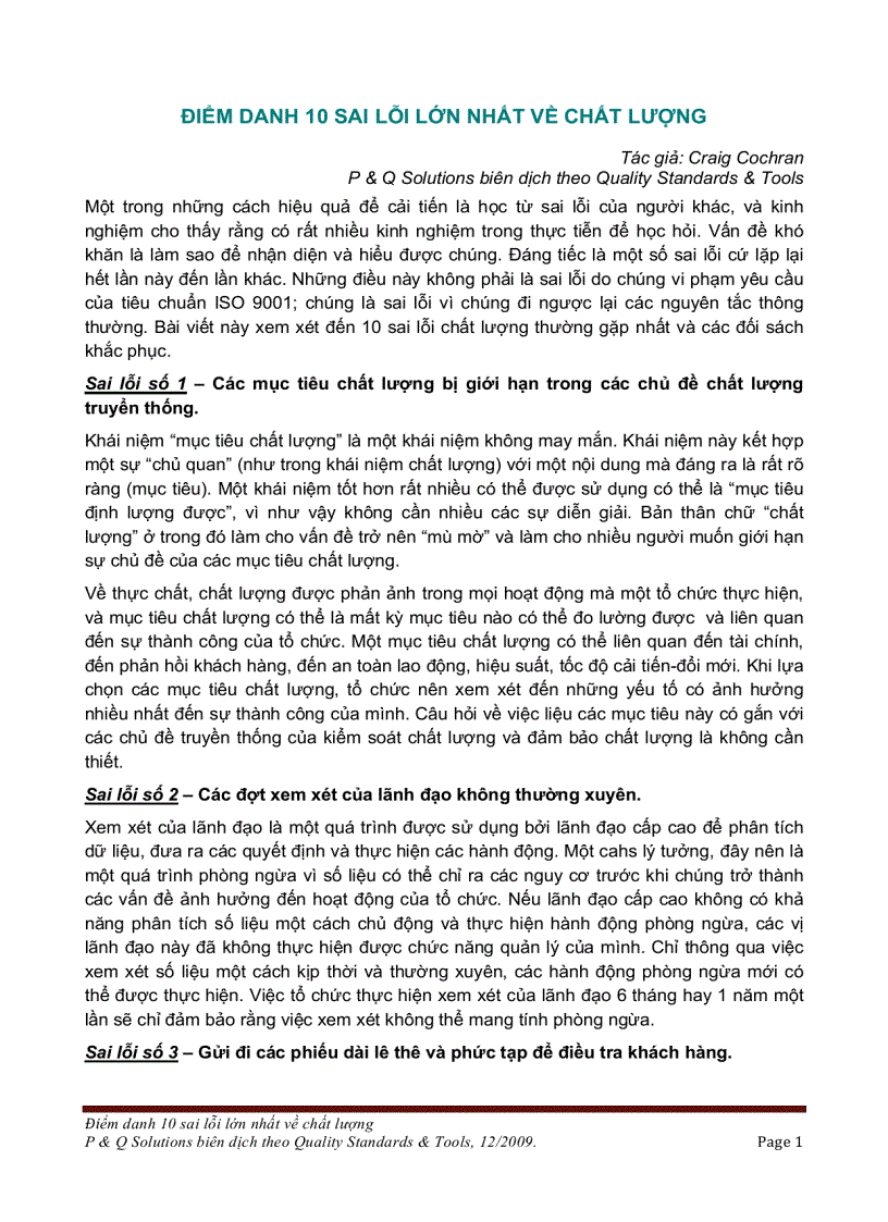 image for page Điểm danh 10 sai lỗi lớn nhất về chất lượng