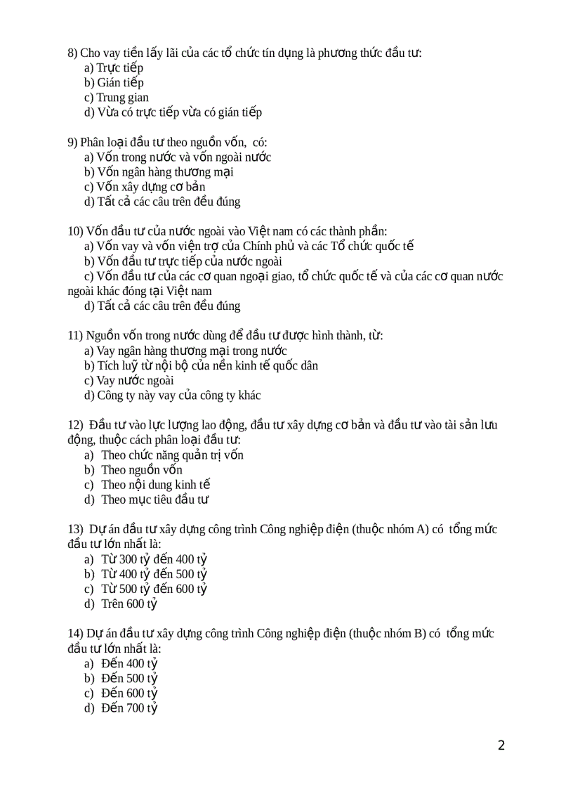 image for page Câu hỏi thi trắc nghiệm môn Quản trị dự án đầu tư