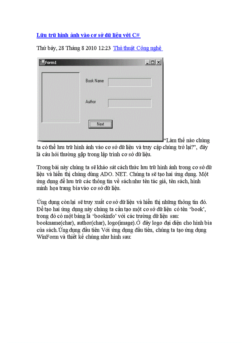 image for page Lưu trữ hình ảnh dùng c