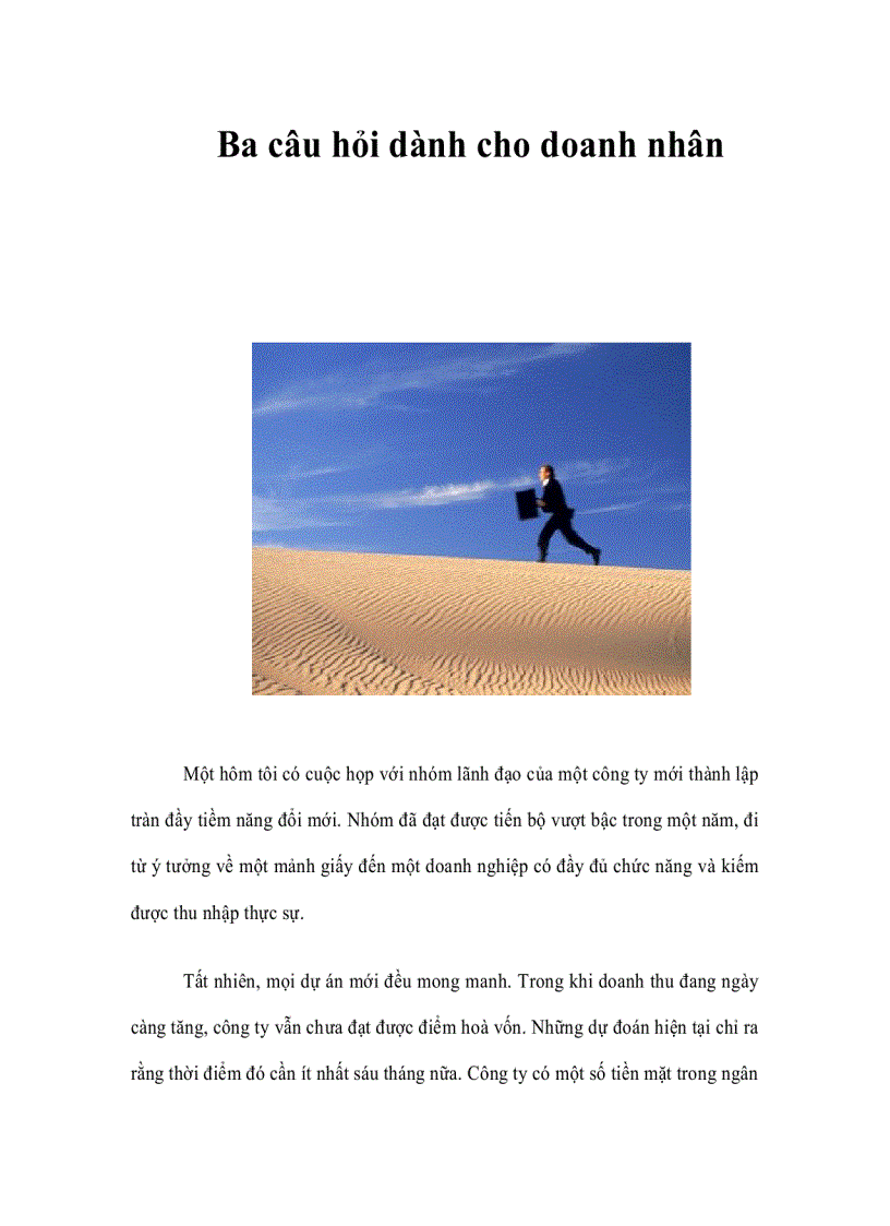 image for page Ba câu hỏi dành cho doanh nhân