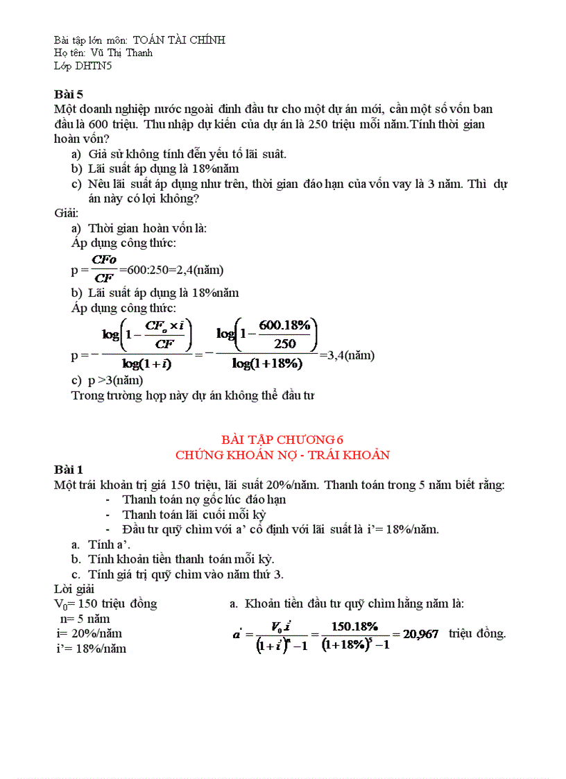 image for page Bài tập toán tài chính