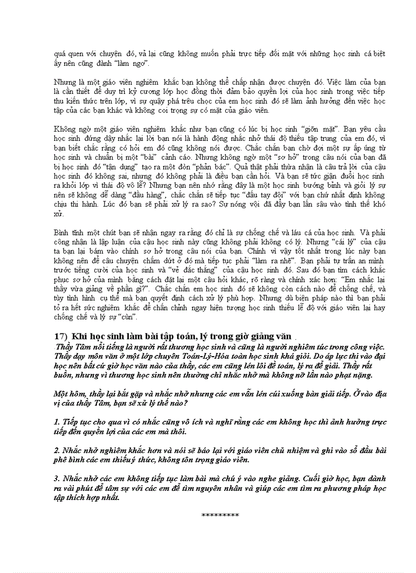 image for page Một số tình huống sư phạm thường gặp