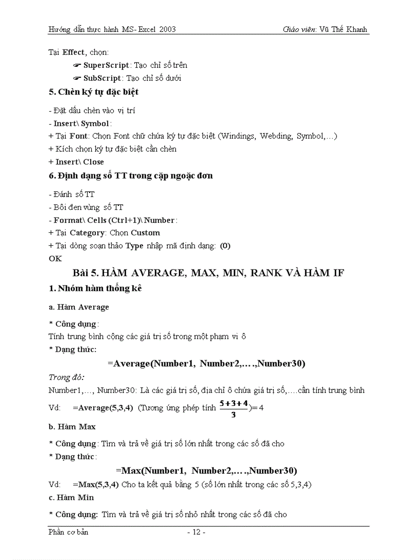 image for page Hướng dẫn thực hành MS Excel 2003