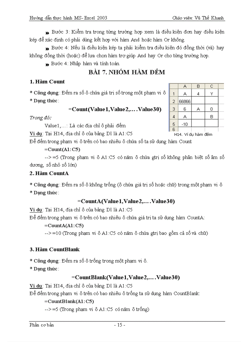 image for page Hướng dẫn thực hành MS Excel 2003