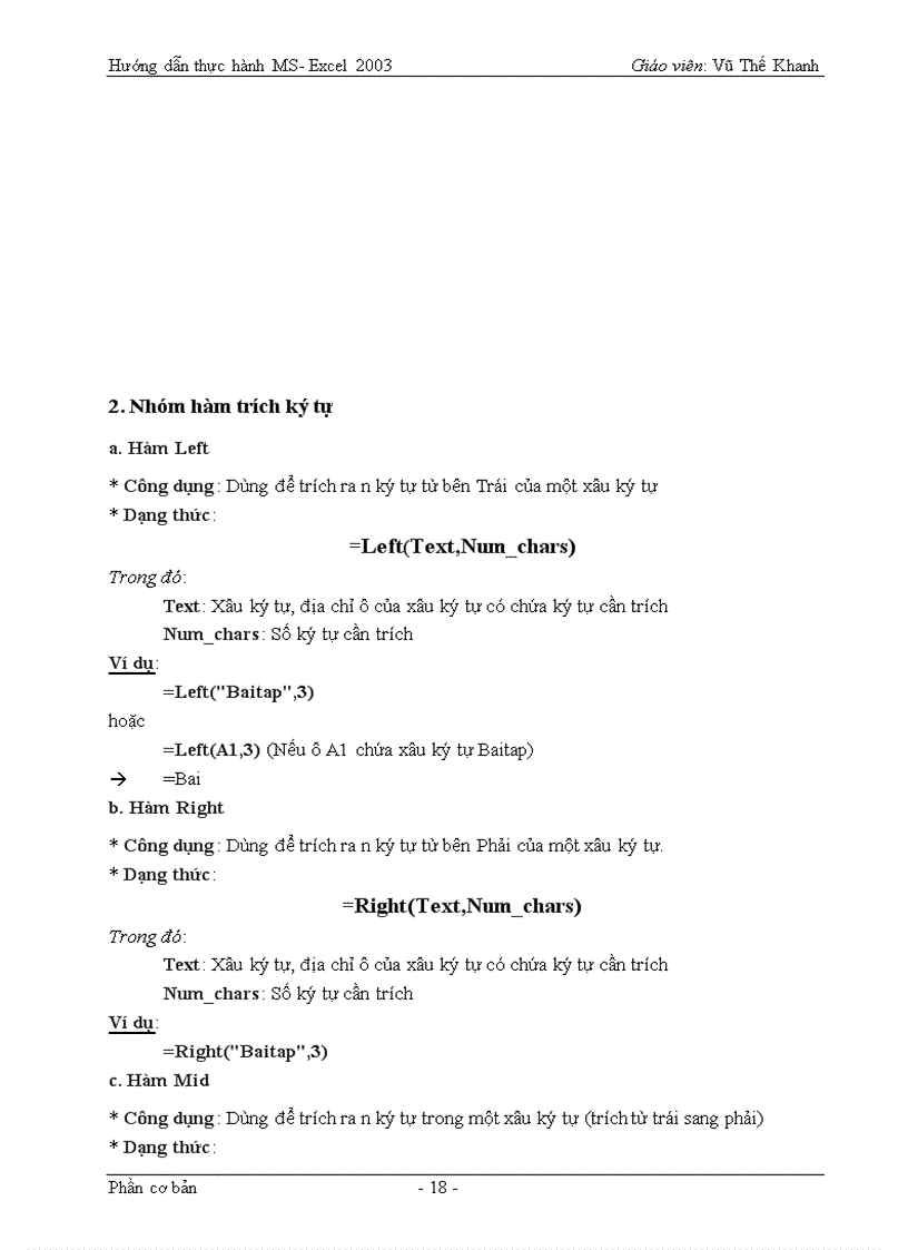 image for page Hướng dẫn thực hành MS Excel 2003