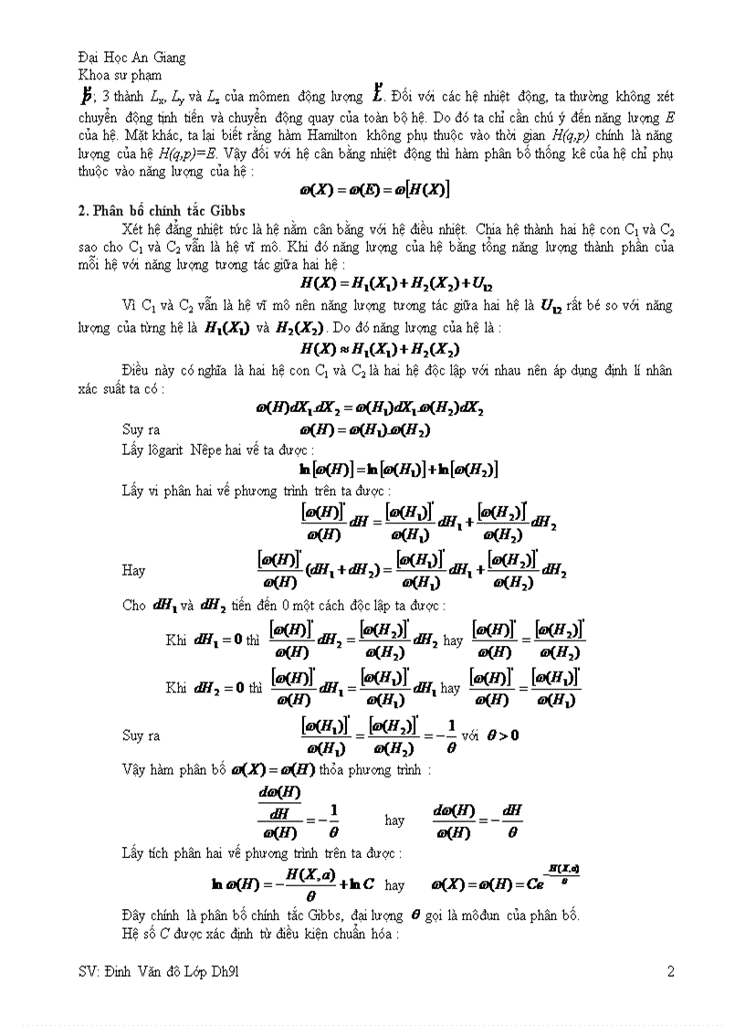 image for page Hệ thống hóa kiến thức Vật lý thống kê