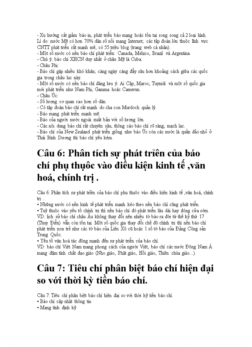 Đề cương môn lịch sử báo chi thế giới