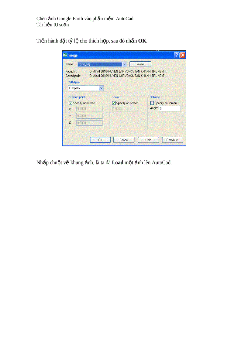Chèn ảnh google vào autocad