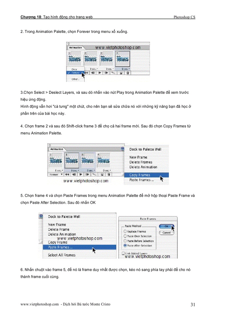 image for page Tạo hình động cho trang web Photoshop CS part 3