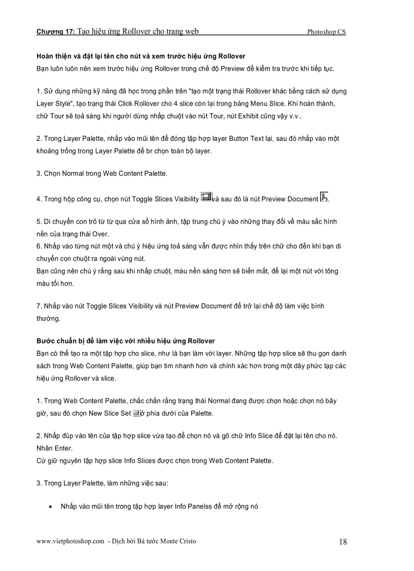 image for page Tạo hiệu ứng Rollover cho trang web Photoshop CS part 2