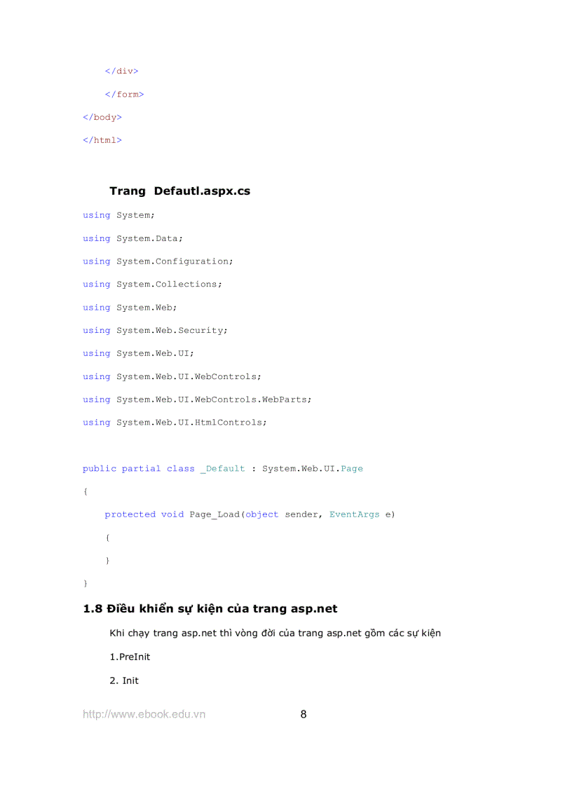 image for page Giáo trình Asp Net với C