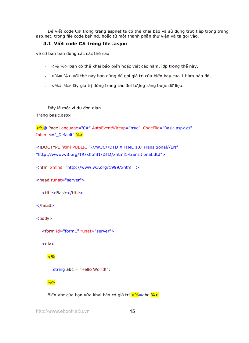 image for page Giáo trình Asp Net với C