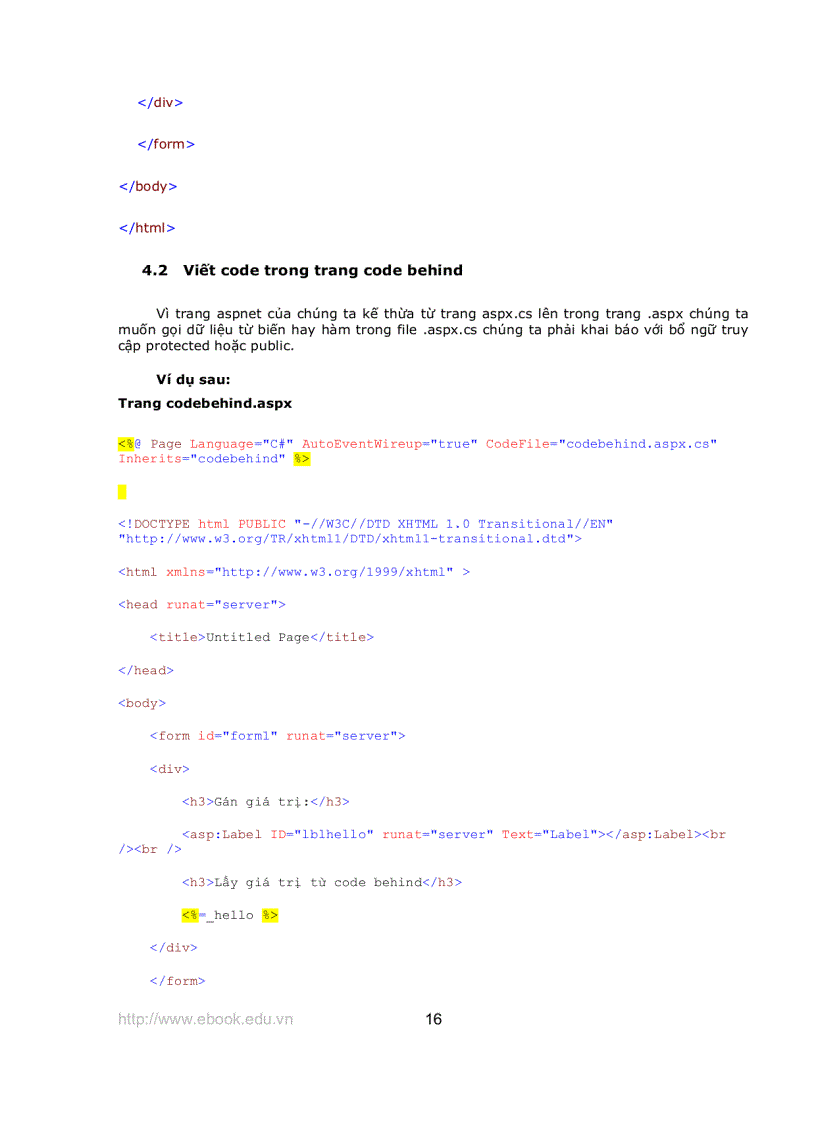 image for page Giáo trình Asp Net với C