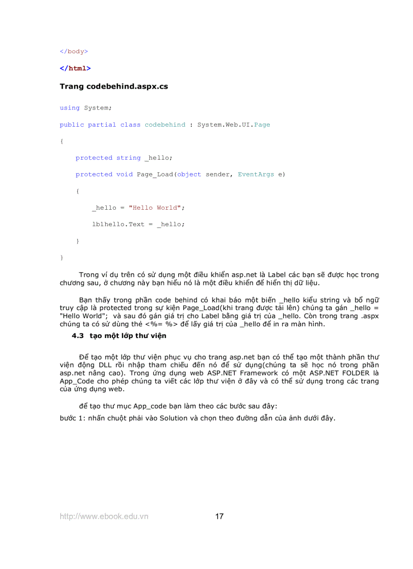 image for page Giáo trình Asp Net với C